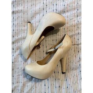 NEW Frye Mary Jane Cream Leather Platform Pumps Size 5.5
